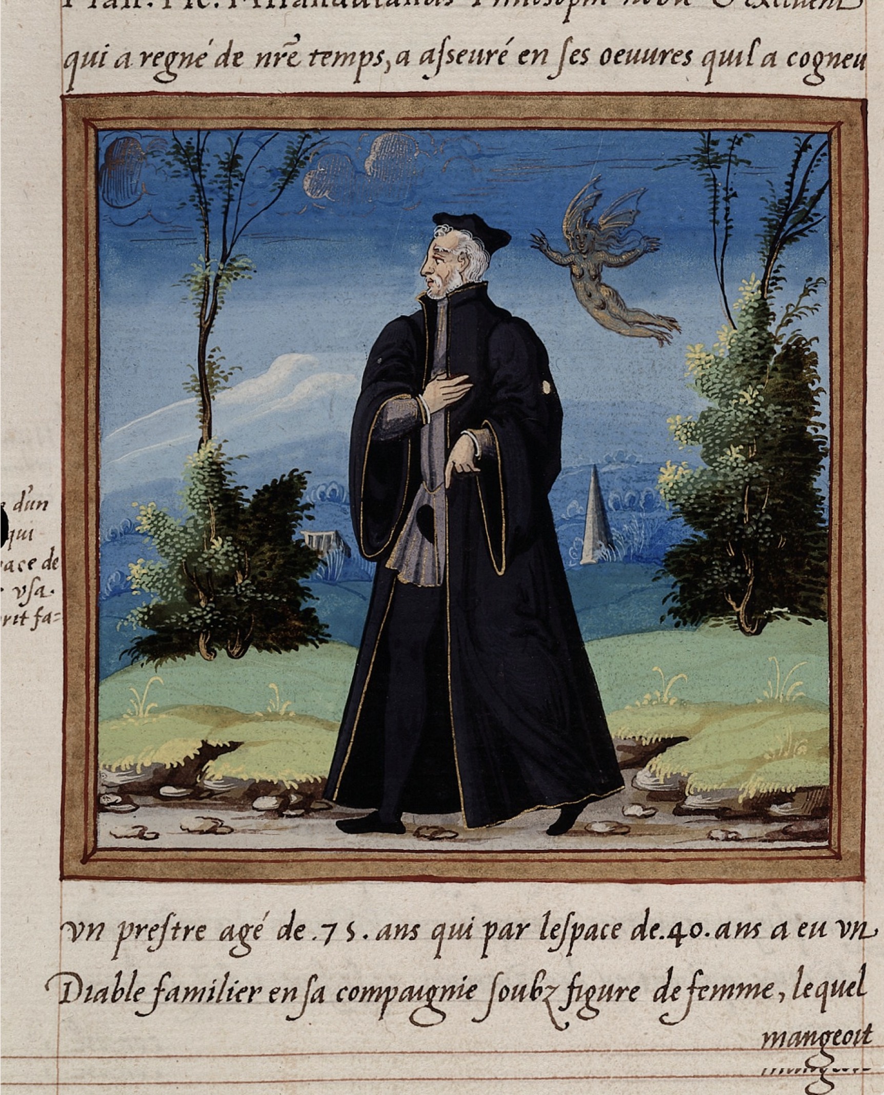 Digital familiar concept - 16th century philosopher with spirit companion